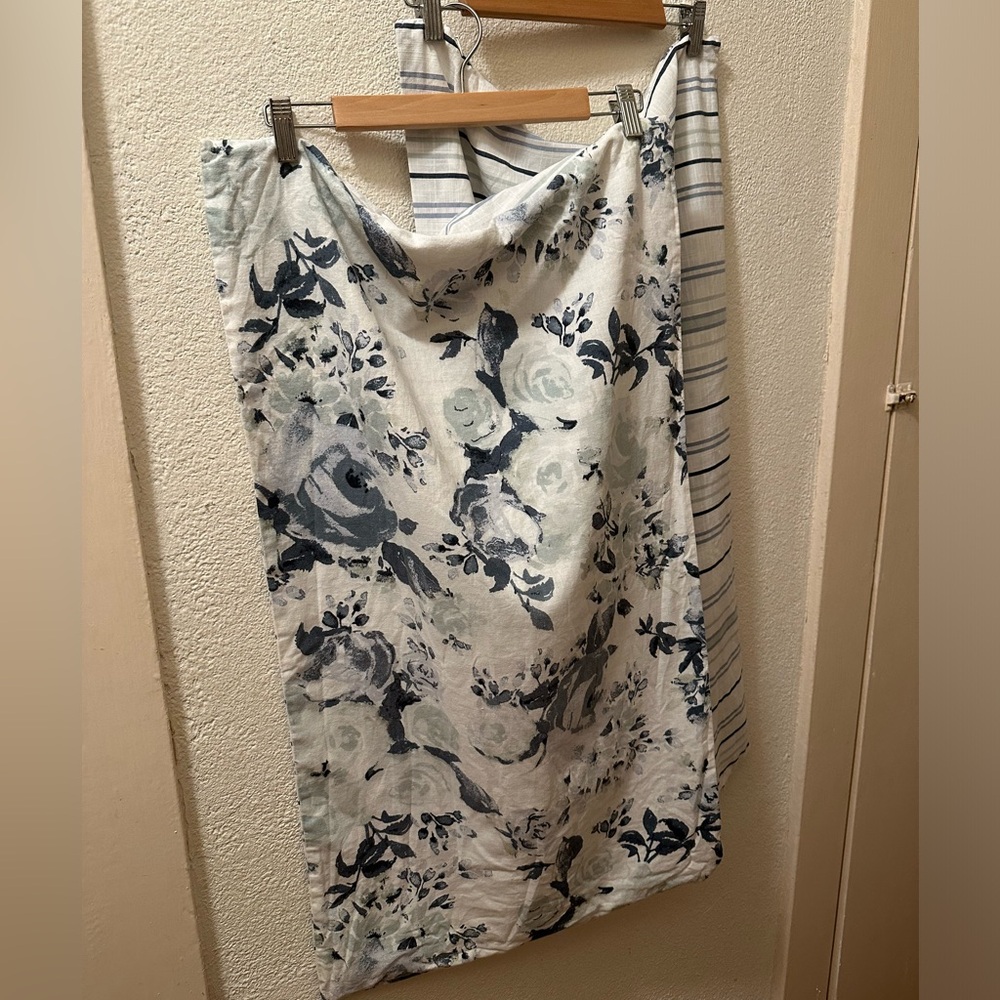 Bee & Willow Pair of Zippered Pillow Shams Floral/ Striped Linen Blend